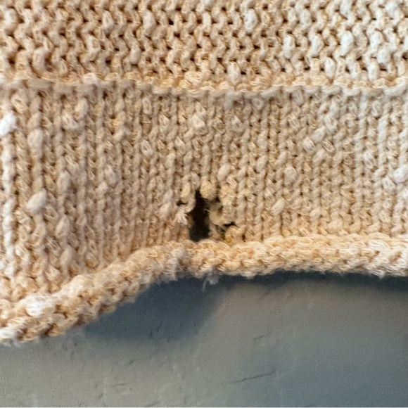 Free people marled bright lights open stitch sweater in beige color small - Picture 15 of 16